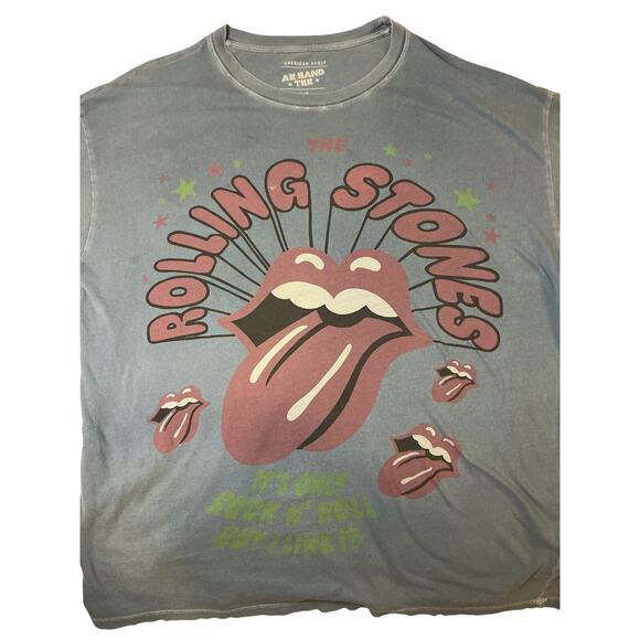 American Eagle AE Band Tee Rolling Stones Blue Graphic T-Shirt Men’s M - Picture 3 of 5